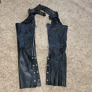 Motorcycle Gear Black Leather Chaps